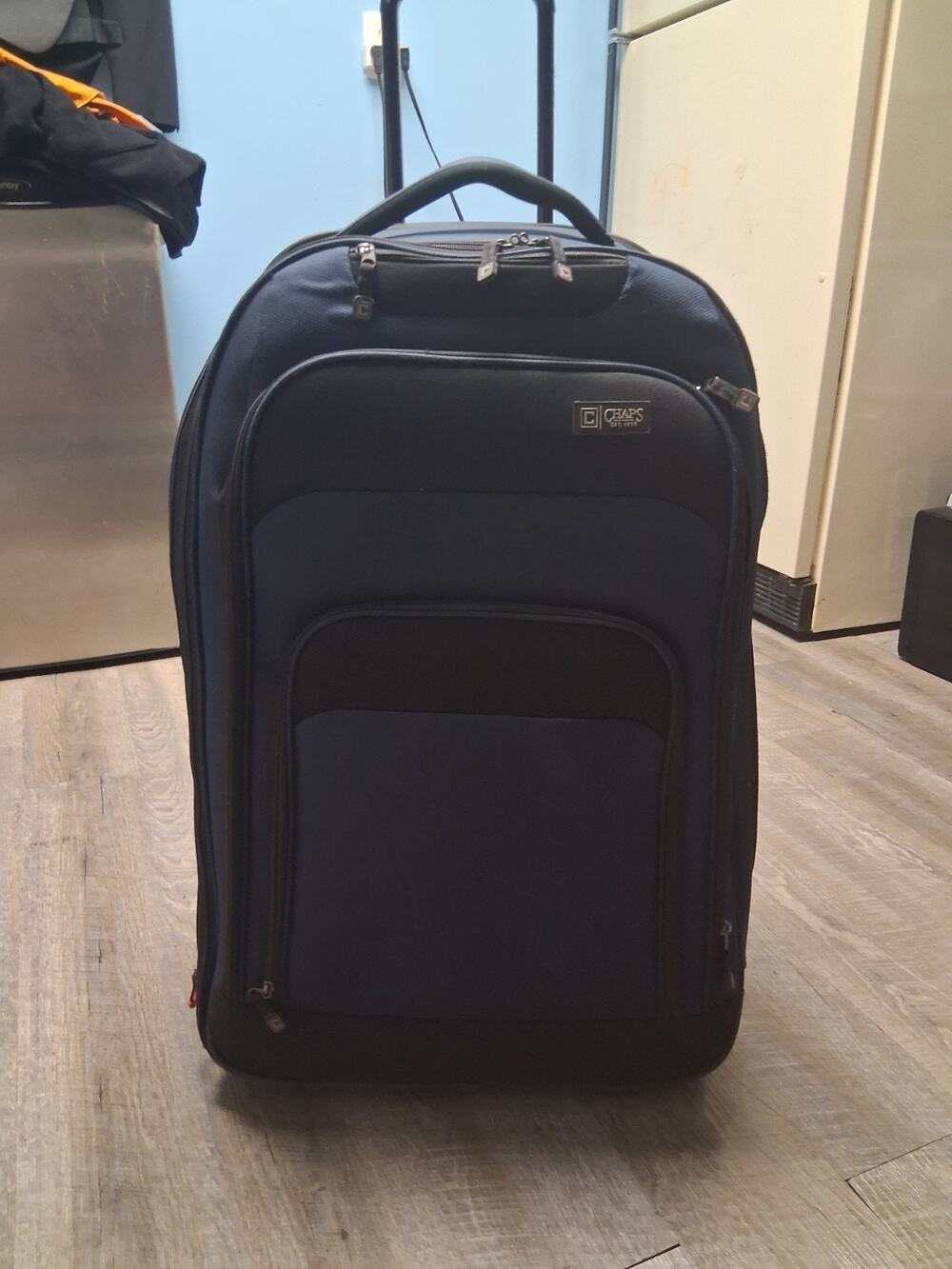 Chaps Wheeled Rolling Expandable Suitcase Travel Luggage Upright blue